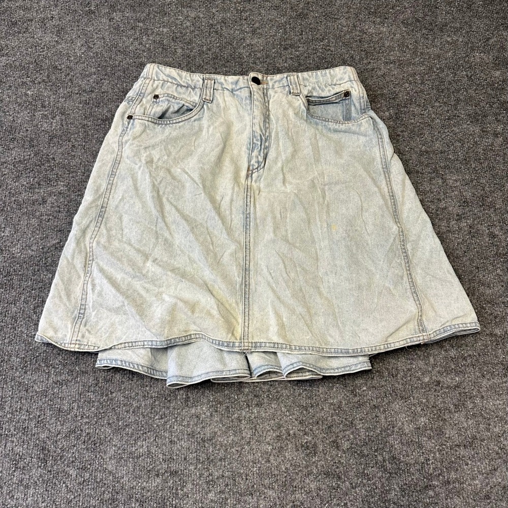 Lizwear Skirt Womens Size 12 Light Wash Denim Flared Circle Mini Vintage Cotton